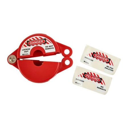 Brady Brady 65561 Gate Valve Lockout, 2-1/2" To 5" Diameter With Danger Label, Polypropylene 65561